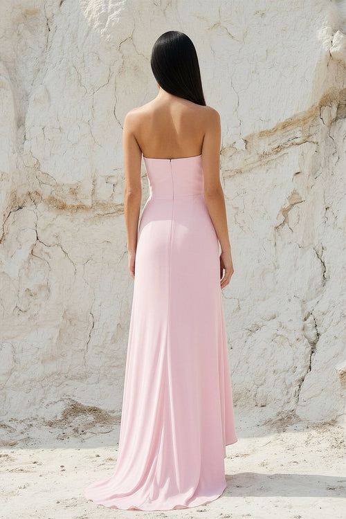 Cowl Neck High Low Maxi Dress in Pink
