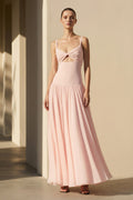 Cutout Spaghetti Straps Maxi Dress in Blush Pink