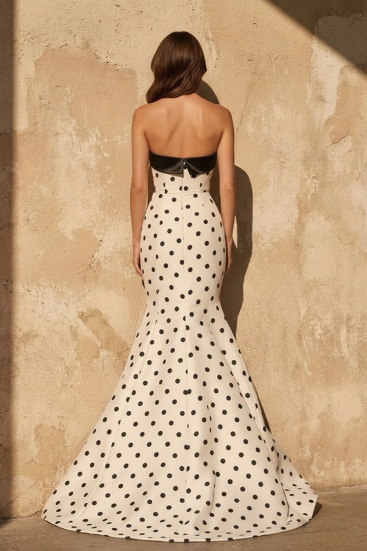 Mermaid Polka Dot Prom Dress in Ivory