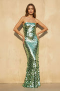 Mermaid Sequins Maxi Dress in Green