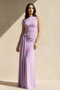 One Shoulder Draped Maxi Dress in Lavender