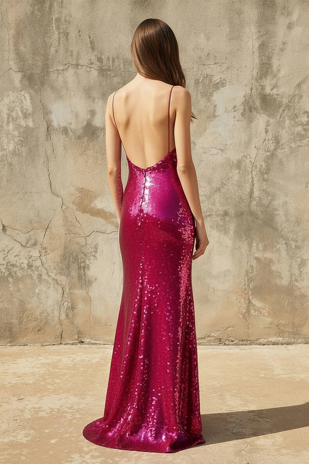 Sequins Mermaid Prom Gown in Fuchsia