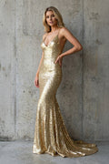 Sequins Mermaid Prom Dress in Gold
