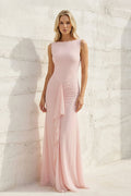 Sheath Ruched Front Draped Maxi Dress in Pink