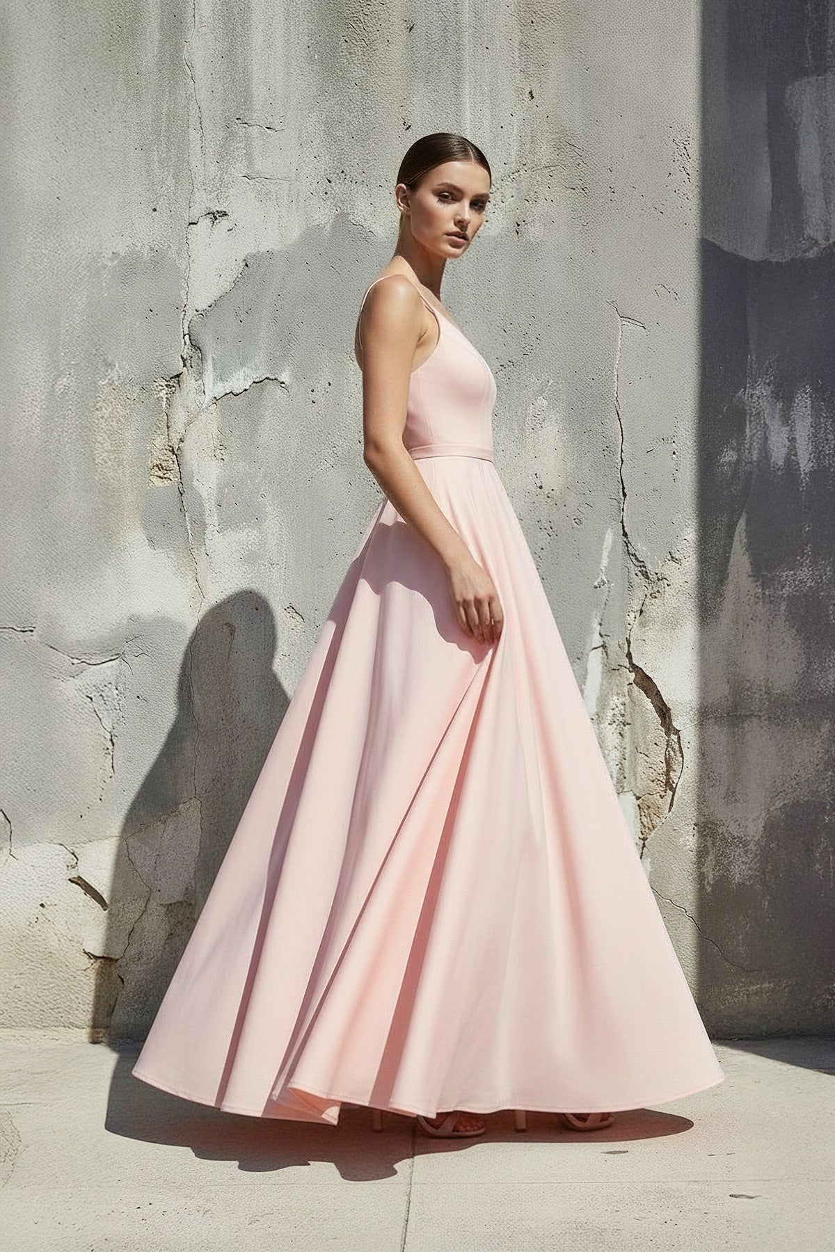 Spaghetti Straps A-Line Prom Gown in Pink