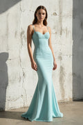 Spaghetti Straps Mermaid Gown in Aqua