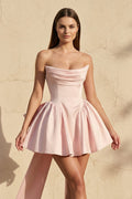 Strapless Bow Back Mini Dress in Pink