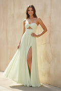 Strapless Cutout Maxi Dress in Mint Green