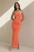Strapless Cutout Maxi Dress in Orange