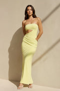 Strapless Cutout Maxi Dress in Yellow