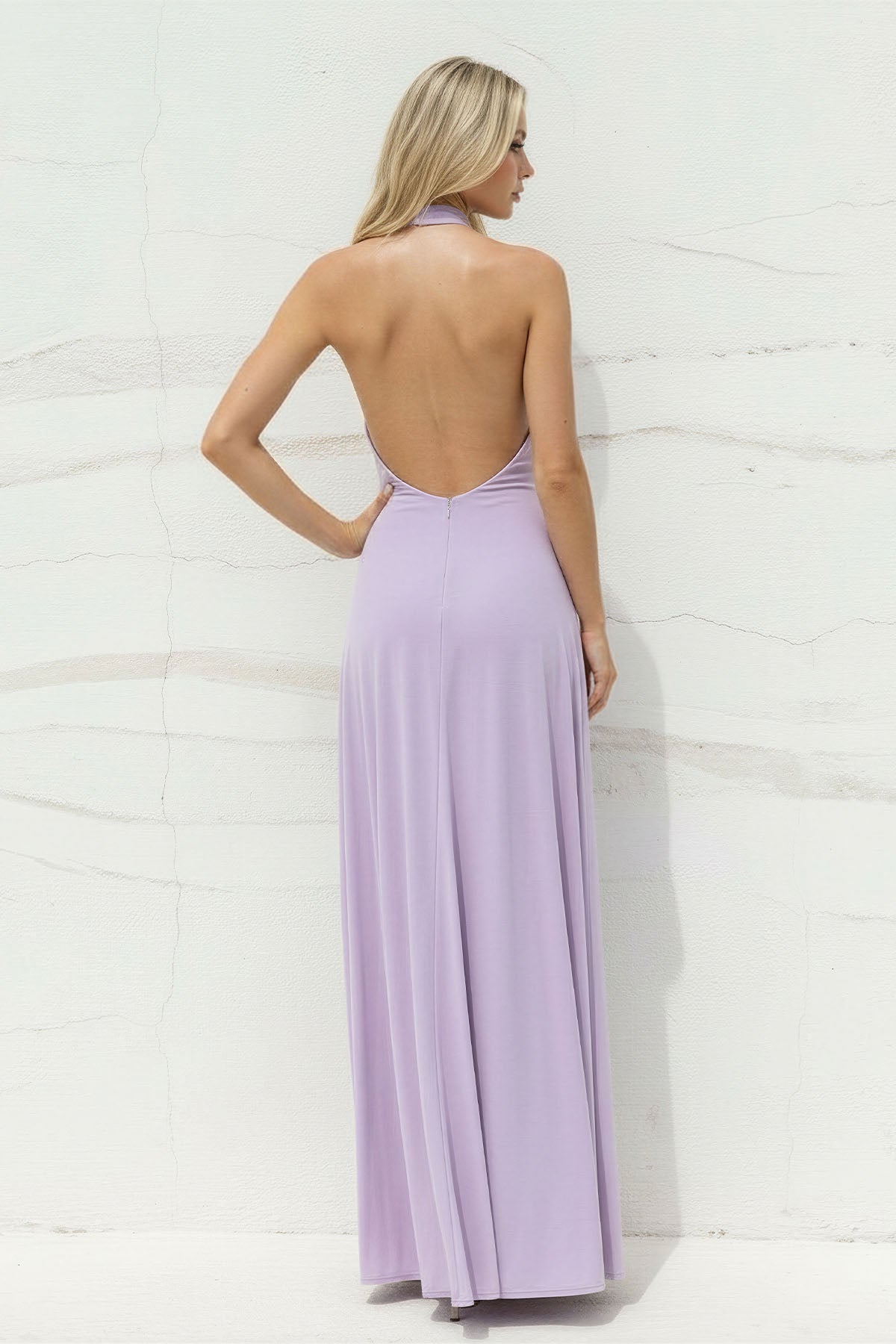 Strapless Gown With Flower in Lilac