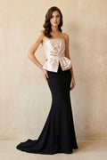 Strapless Mermaid Gown in Black and Pink