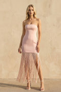 Strapless Mini Dress With Tassel in Pink