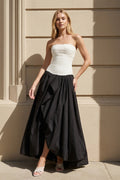 Strapless Pleated Gown in Black and White