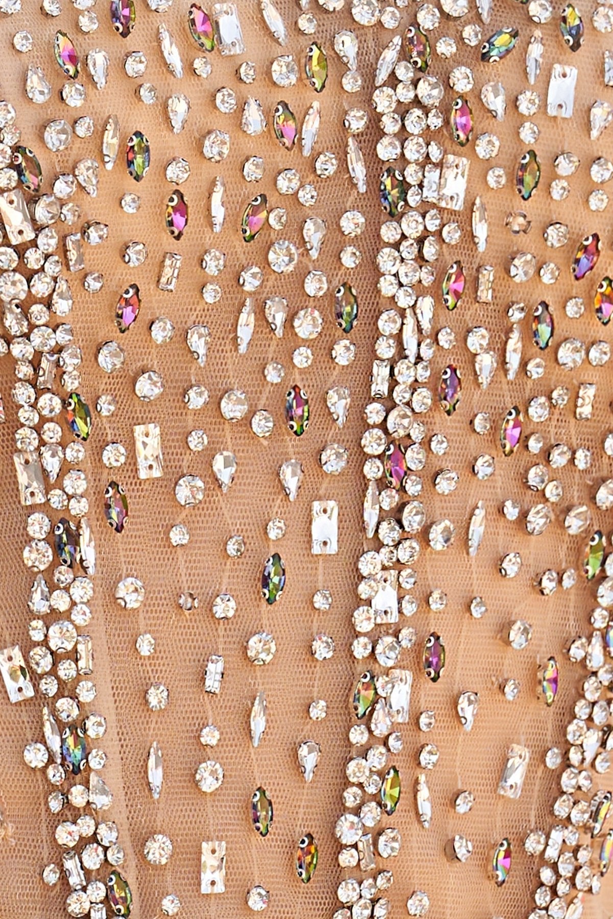 Strapless Sequins Mini Dress With Beading in Champagne