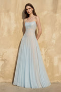 Strapless Tulle A-Line Gown in Sky Blue