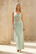 Strapless Twist Maxi Dress in Mint Green