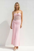 Strapless Twist Maxi Dress in Pink