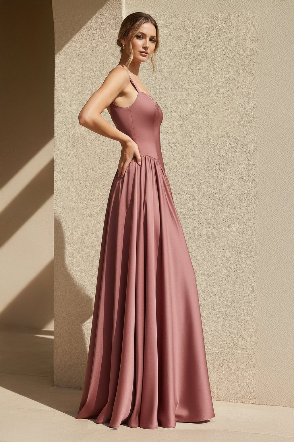 Sweetheart Corset A-Line Gown in Mulberry