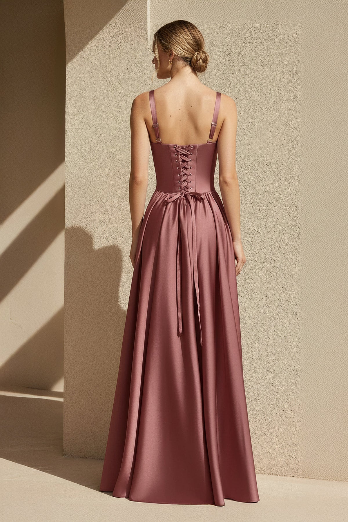Sweetheart Corset A-Line Gown in Mulberry
