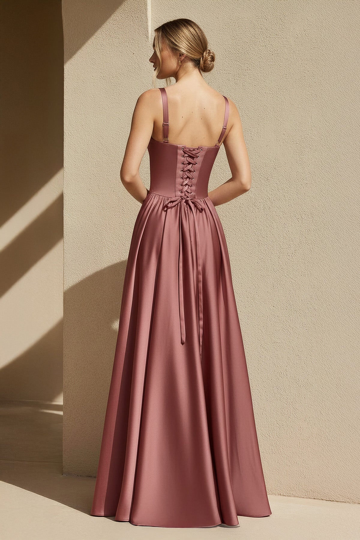 Sweetheart Corset A-Line Gown in Mulberry