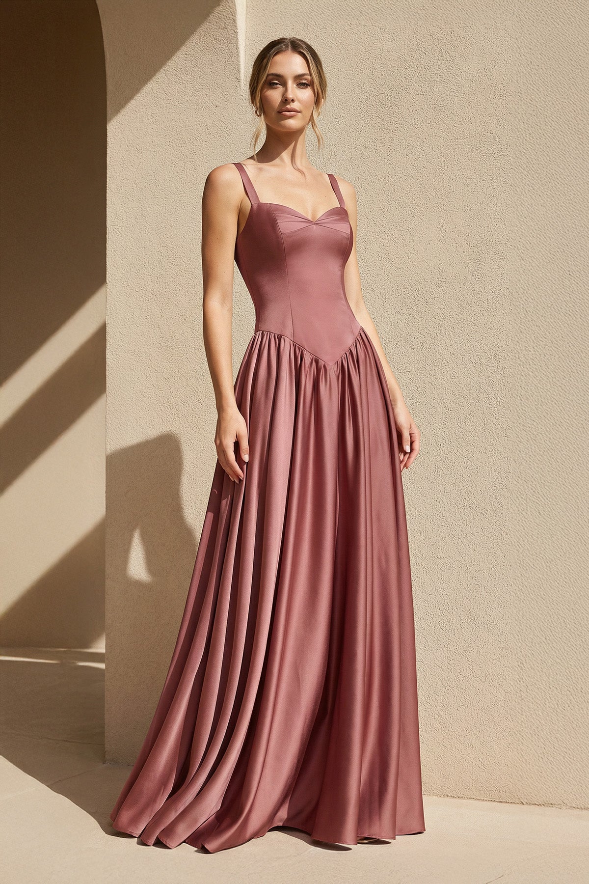 Sweetheart Corset A-Line Gown in Mulberry