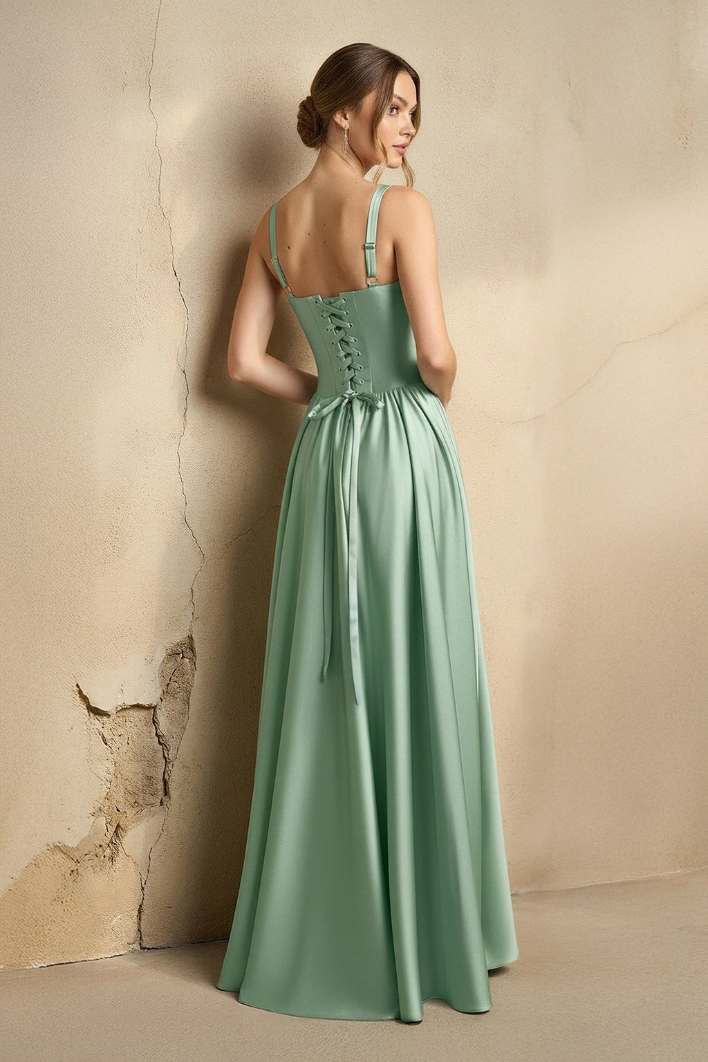 Sweetheart Corset A-Line Gown in Pale Pistachio