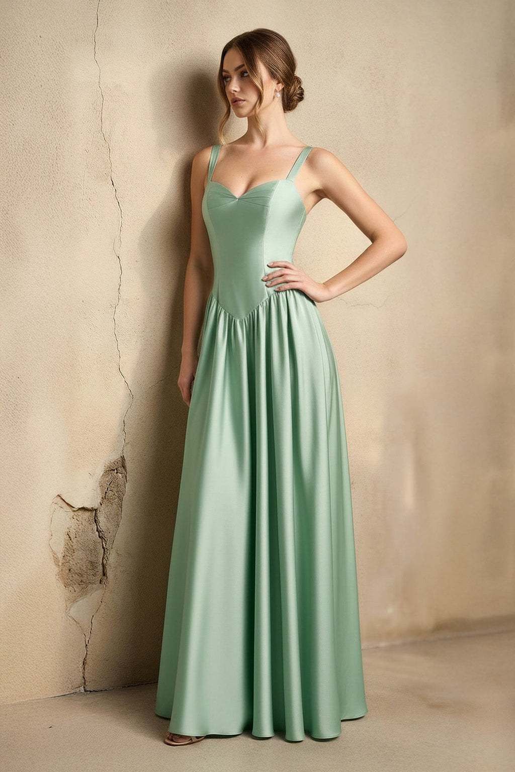 Sweetheart Corset A-Line Gown in Pale Pistachio