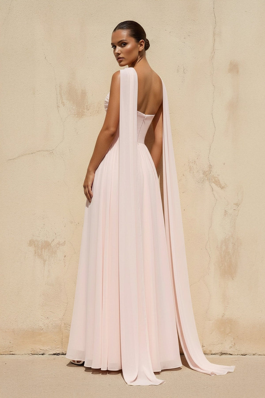 Sweetheart Gown With Slit in Blush Pink