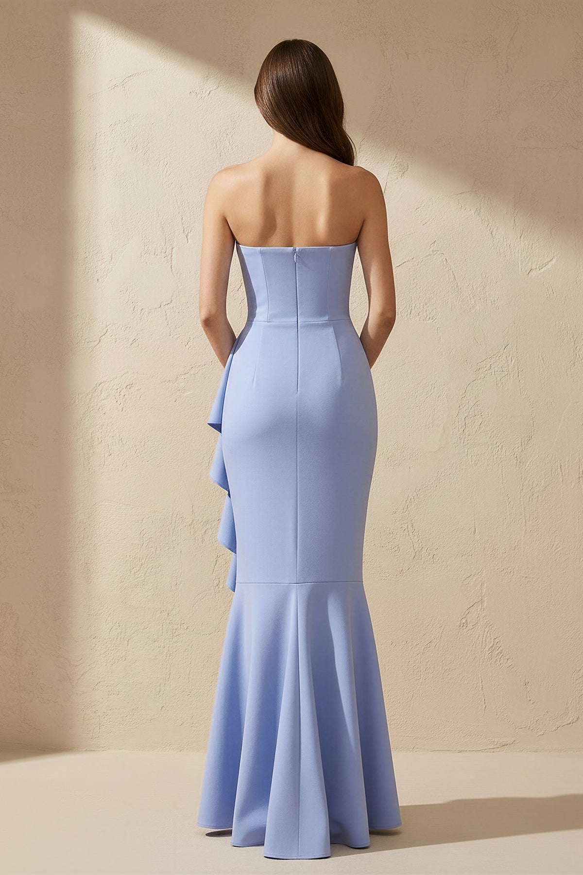 Sweetheart Maxi Dress with Drape in Sky Blue