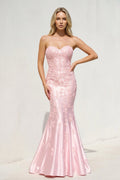 Sweetheart Mermaid Prom Dress With Appliques in Pink