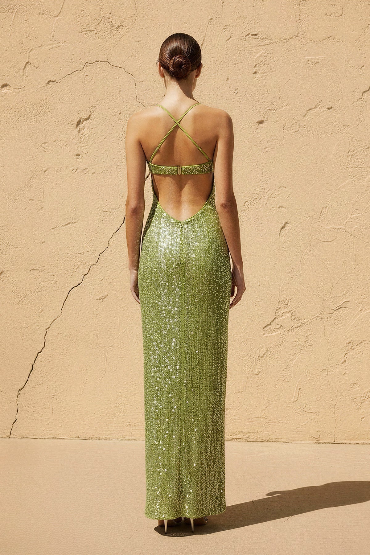 Sweetheart Sequins Maxi Dress in Matcha